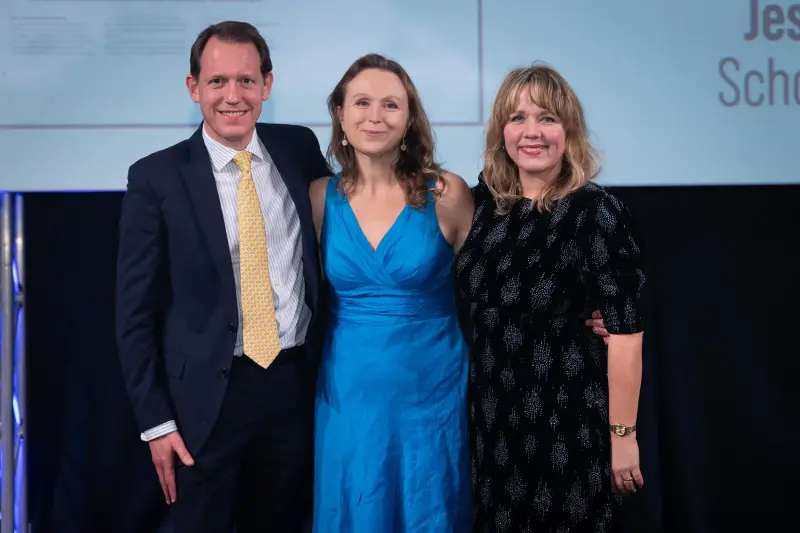 Jessica Hill of Schools Week collects the Built Environment prize at the British Journalism Awards 2023. Picture: ASV Photography for Press Gazette