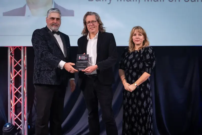 Public Service Journalism winner Ian Birrell at the British Journalism Awards 2023. Picture: ASV Photography for Press Gazette